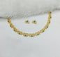 South Indian Kamal Motif Emerald Green Necklace Set