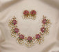 Gold Kamal Motif Pearl Drop Cluster Choker Set