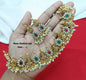 Gold Lakshmi Choker with White Stone Accents & Pearl Necklace Set