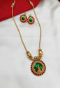 Gold Goddess Lakshmi Pendant with Emerald Green Stones