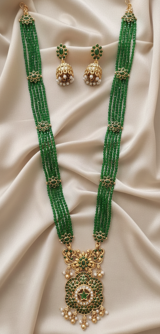 Sea Green Mint Rani Haar Temple Jewellery Set