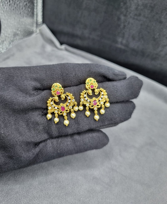 Temple Pearls Drops  Dangles Earrings
