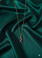 Vertical Ruby & Crystal Cluster Pendant Gold-Plated Drop Necklace with Pear Cut Stones