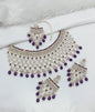 Grand Emerald & White Stone Bridal Choker Set with Maang Tikka