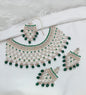 Grand Emerald & White Stone Bridal Choker Set with Maang Tikka